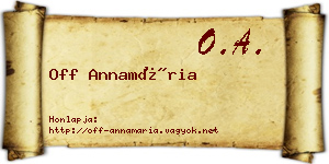 Off Annamária névjegykártya